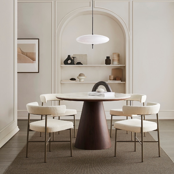 보테 세라믹 타원형식탁 4인세트 160cm 브라운_올비아체어4EA