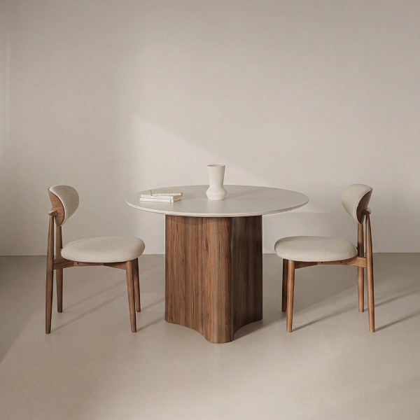 렌 세라믹 원형 2인 식탁세트 1100 (의자2)