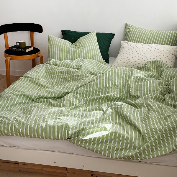 그리너리 스트라이프 이불베개커버세트 SS,Q,LK