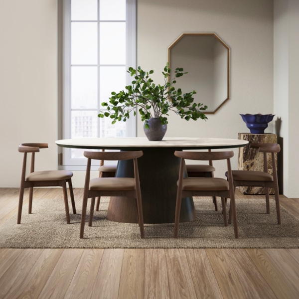 보테 세라믹 타원형식탁 180cm_브라운