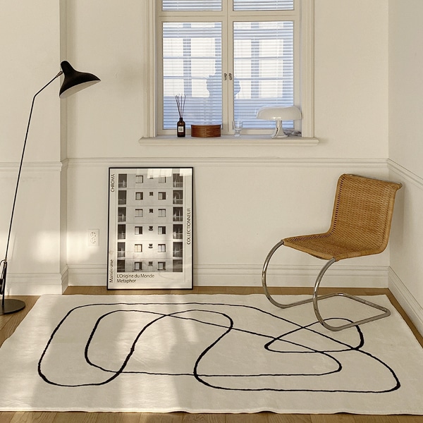 드로잉 방수 워셔블러그 커브 디자인 러그 3size 포인트러그