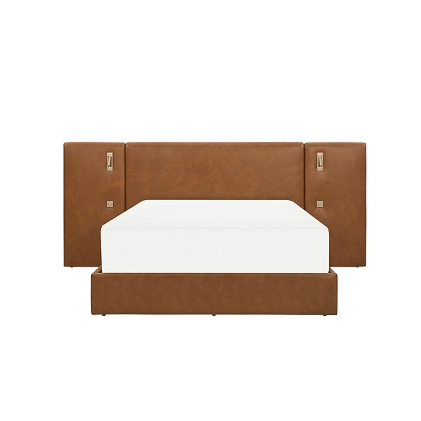 베른 가죽침대 Q + 패널 60cm 2EA_브라운 (매트제외)