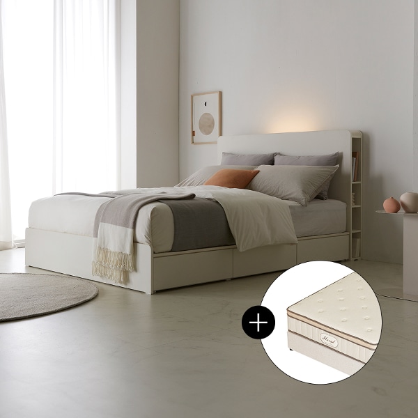 [by CASAMIA] 휴이드 루아 사이드 수납 침대 Q+펠리체 매트리스 유로탑