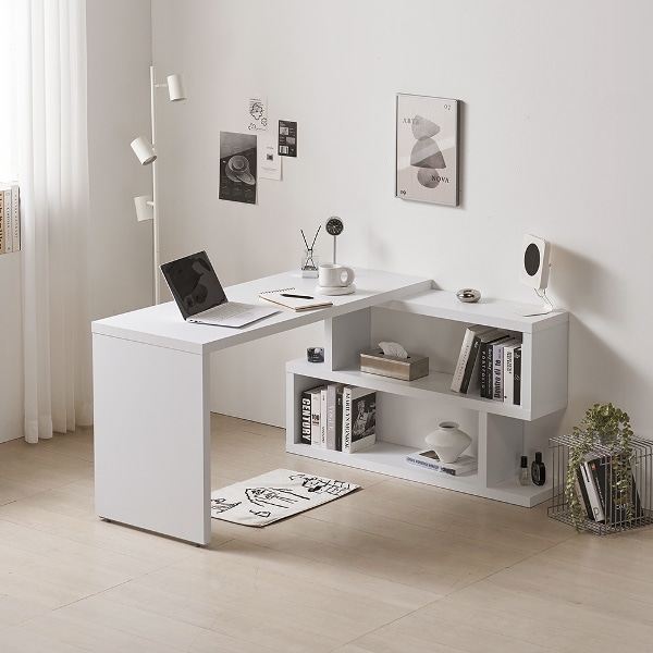 누보 H형 책상 책장 세트 1400 (2단 폭1200책장형)