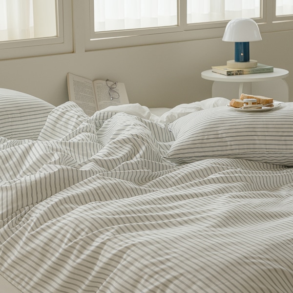 소프트데이 스트라이프 워싱 마이크로 홑겹이불커버 SS/Q/K 6color