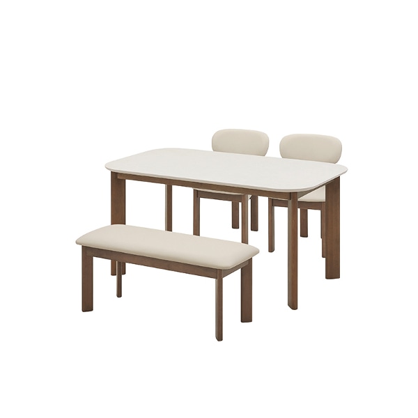 오뜨 우드 LPM식탁 4인세트 150cm 브라운_체어 2EA, 벤치 1EA